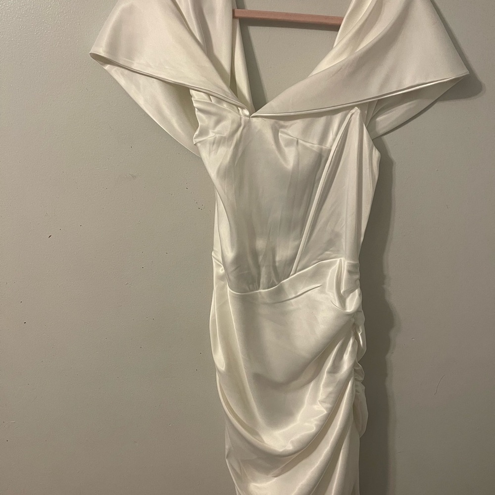 Elegant White Satin Dress